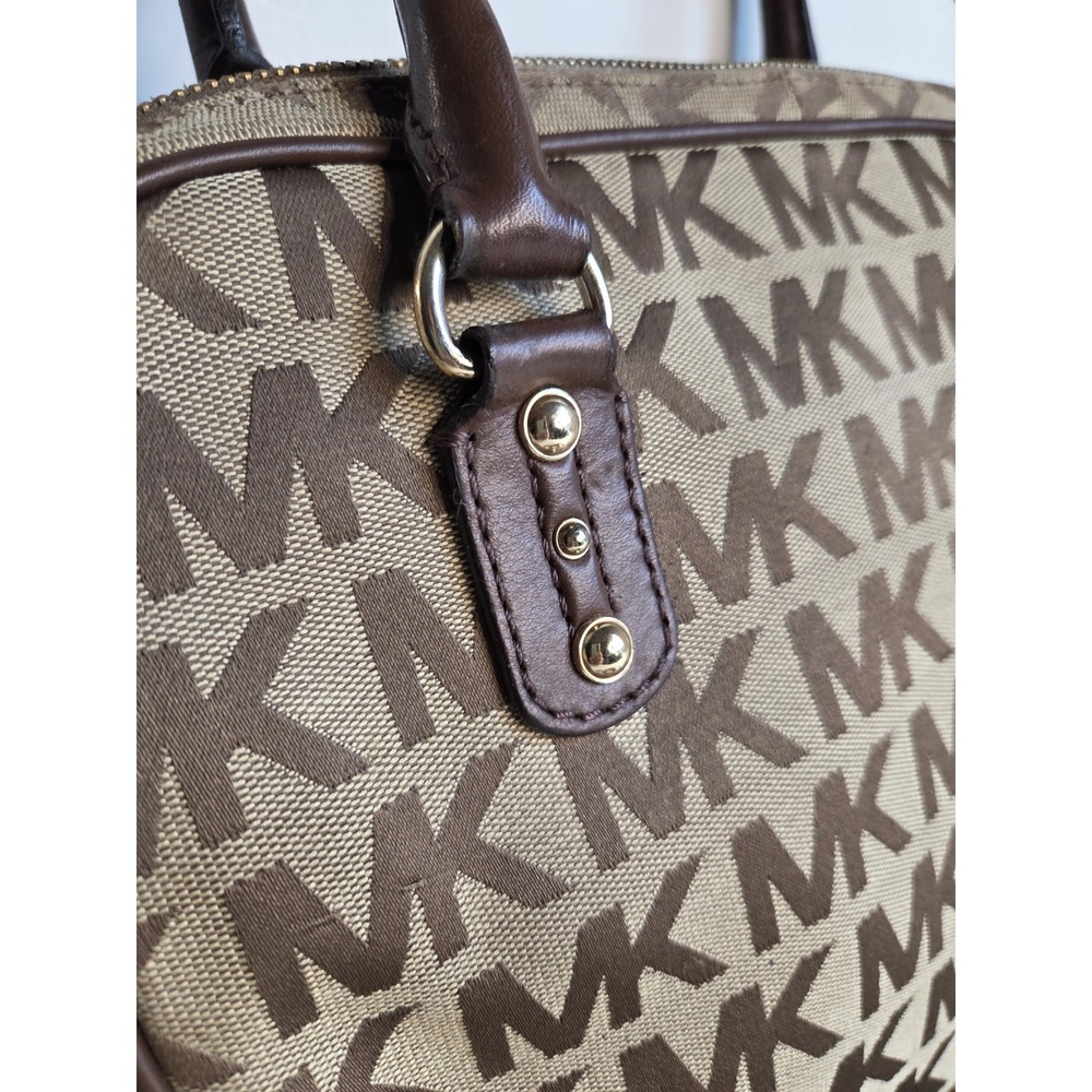 Michael Kors MK Signature Large Satchel Bag MK Sig Jacquard Crossbody Leather‎ - Picture 2 of 9